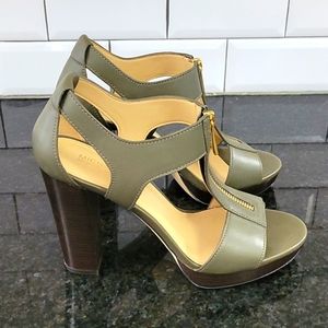 Hunter green MK block heels